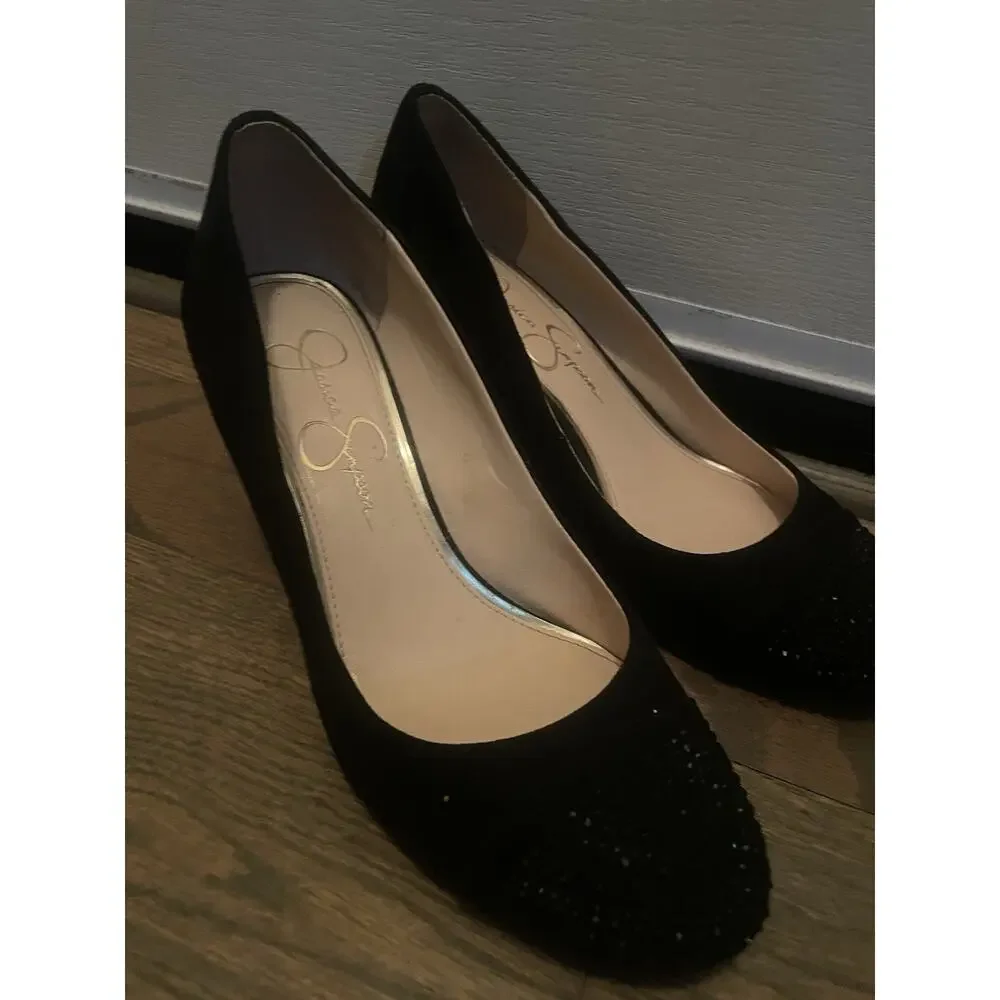 Jessica‎ Simpson Black Suede Wedge Heels 6